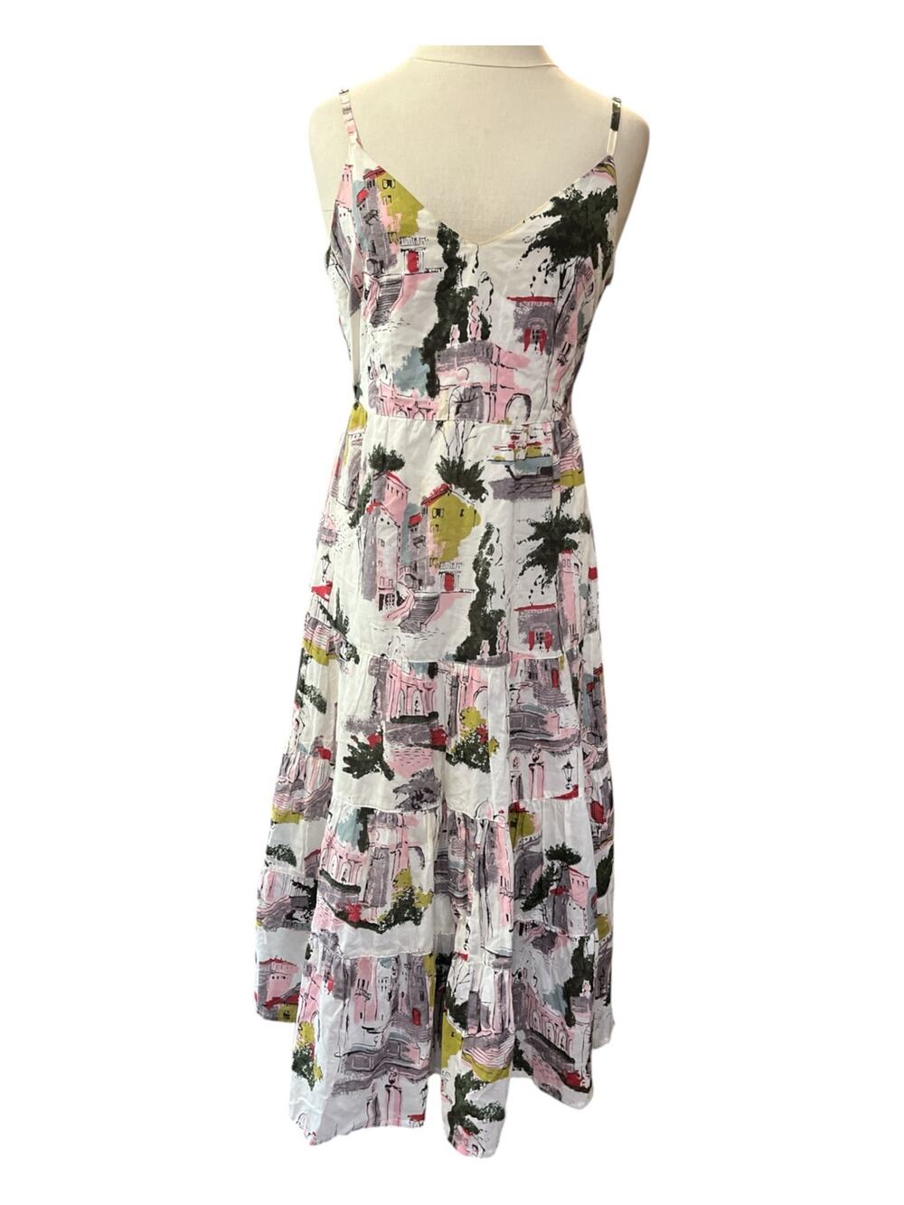 Anthropology Lazybones-Cityscape Dress-Women-XS-Off white/European village-1147